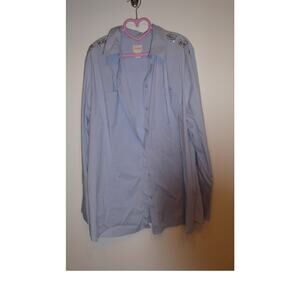Chicos S 3 Light Blue Button Up Beaded Blouse